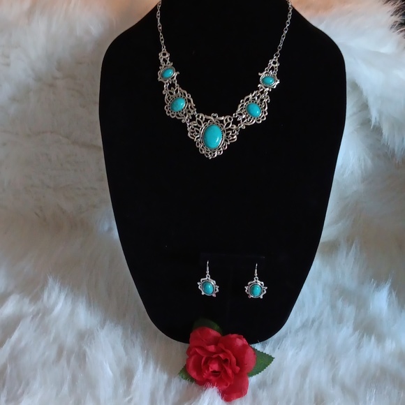 Jewelry | Bohemian Turquoise Necklace And Earring Set | Poshmark